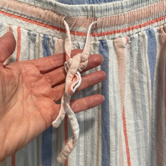 Rafaella Striped Linen Blend Wide Leg Pull On Pants XL - Picture 3 of 9